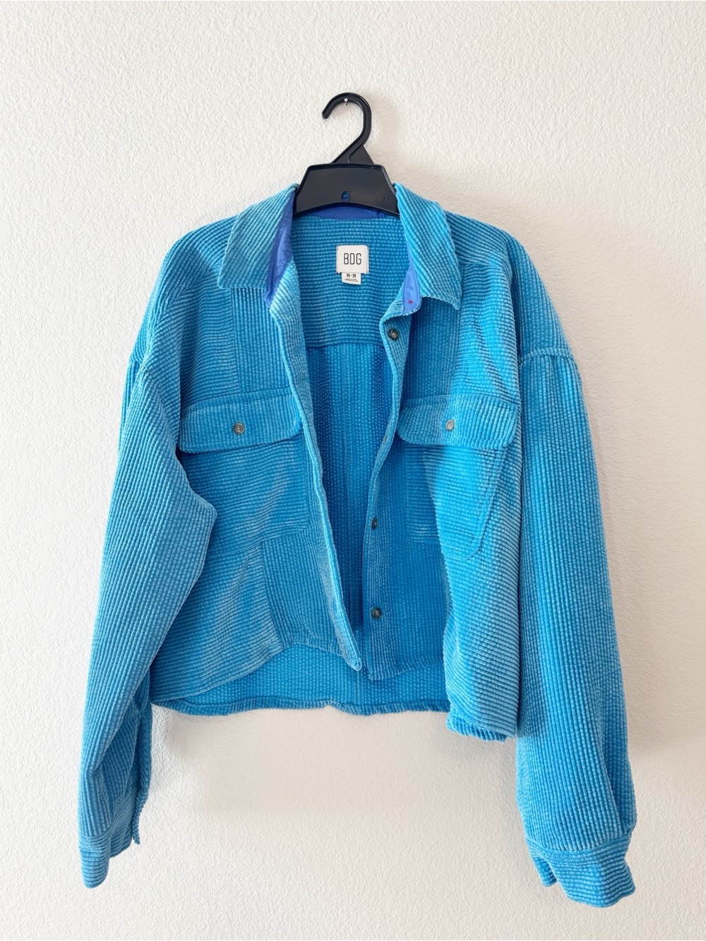 Urban Outfitters BDG Carissa Corduroy Cropped Jacket Blue Shacket Size Medium
